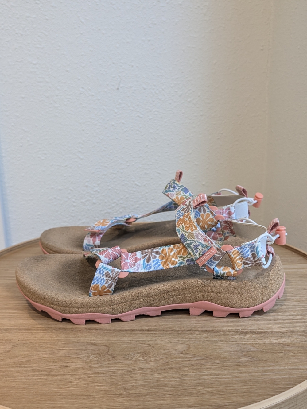 Merrell Floatmax Flora Floral Sport Cork Sandals in Pink and Orange Spartan Sole